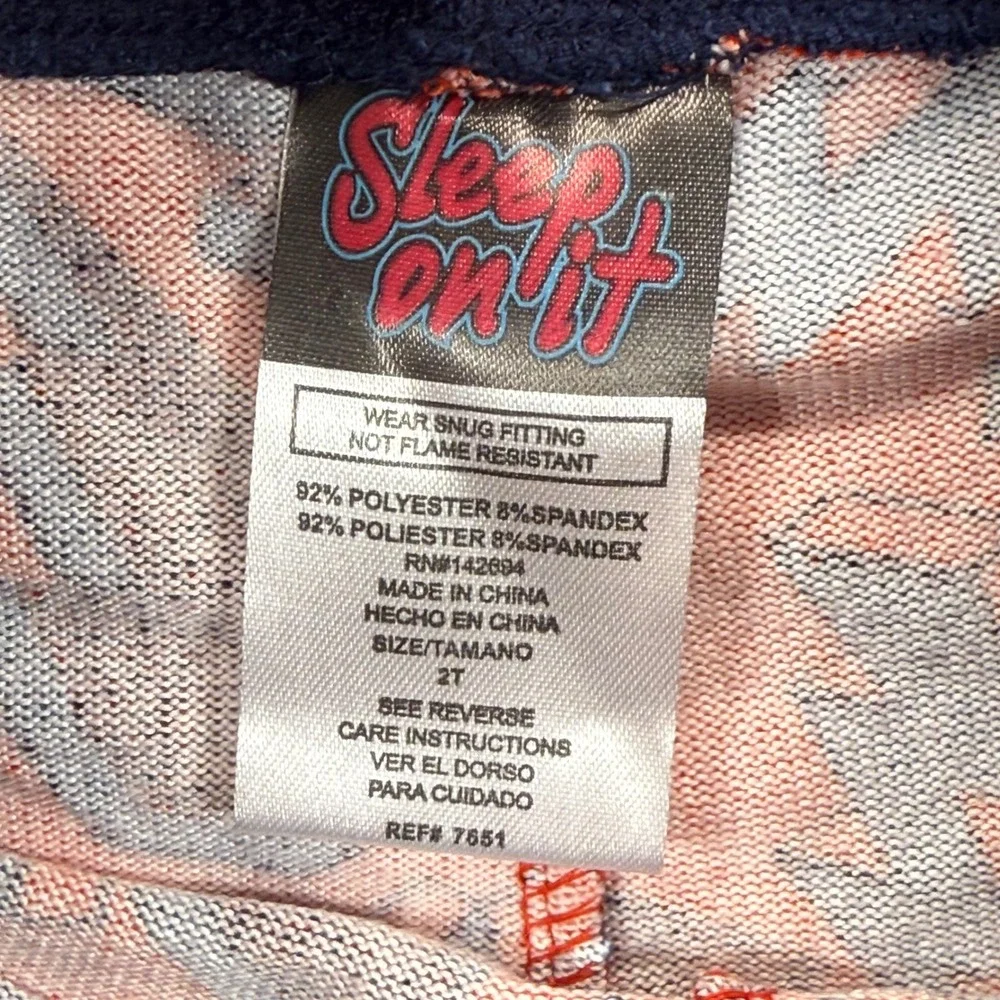 Sleep On It‎ Pajama Set Lightning Bolt Orange 2T Short Sleeve Long John